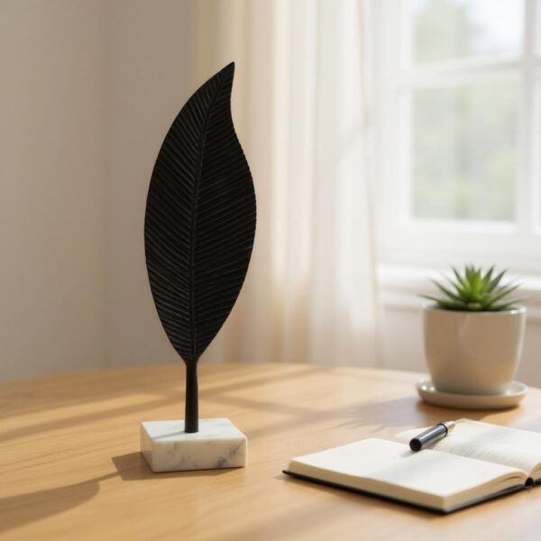 METAL 19" LEAF TABLE DECOR, BLACK - Image 2