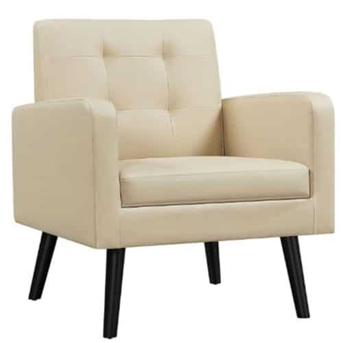 BEIGE MID-CENTURY ACCENT CHAIR