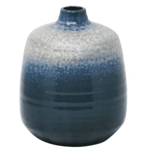 7.5″ BLUE AND WHITE GLAZE TEXTURE VASE