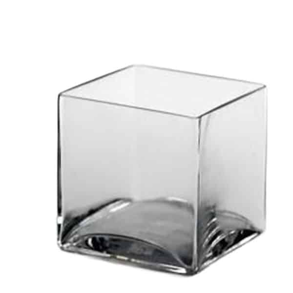 4" CUBED GLASS VASE