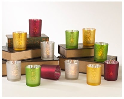 MERCURY GLASS VOTIVE, 3 PC SET