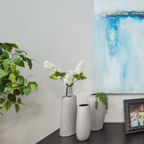 CERAMIC TABLE VASE, SILVER