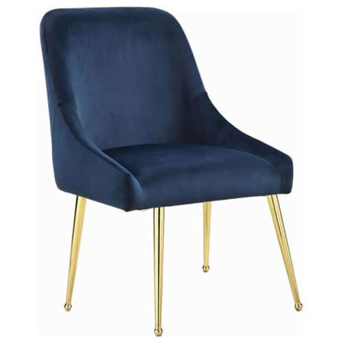 MAYETTE DINING SIDE CHAIR, BLUE W/ GOLD LEGS, SET OF 2
