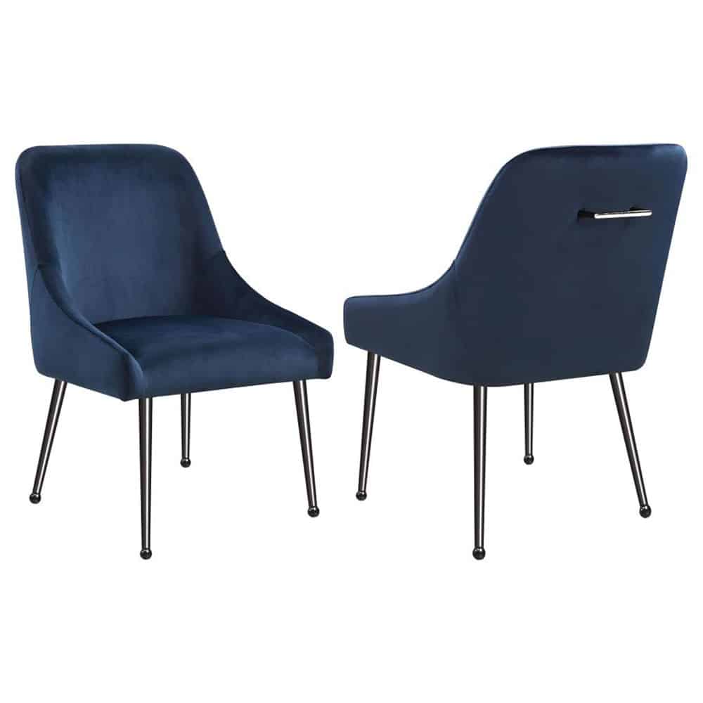 MAYETTE DINING SIDE CHAIR, BLUE W/ NICKEL LEGS, 2 PER BOX, PRICED EACH - Image 3