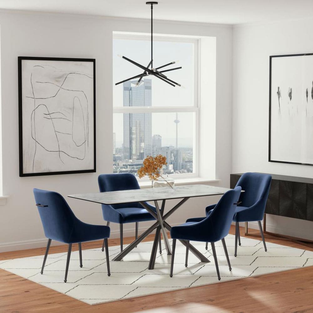 MAYETTE DINING SIDE CHAIR, BLUE W/ NICKEL LEGS, 2 PER BOX, PRICED EACH - Image 2