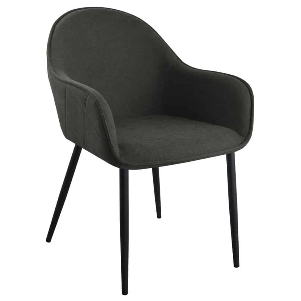 EMMA FABRIC DINING ARM CHAIR, CHARCOAL, SET OF 2