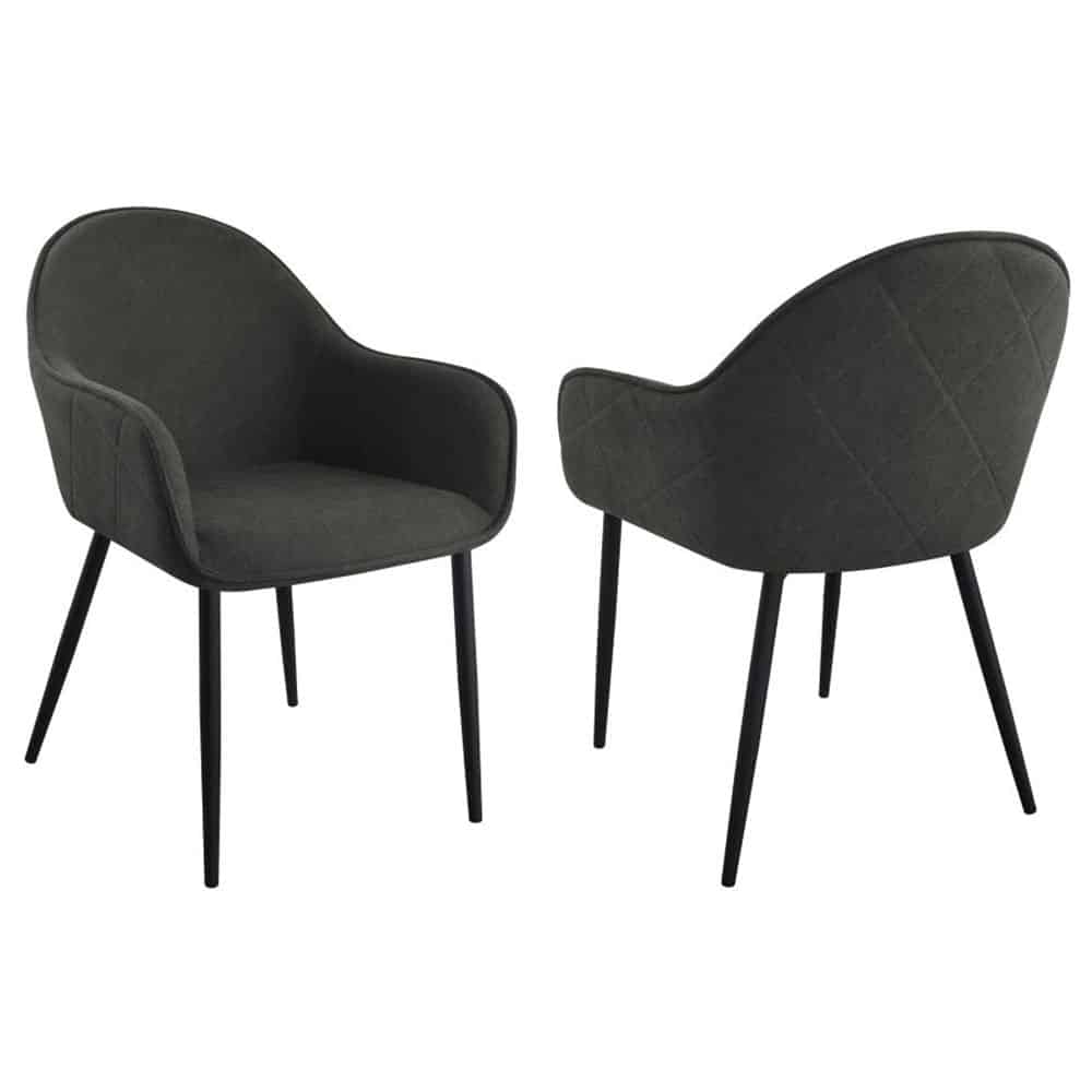 EMMA FABRIC DINING ARM CHAIR, CHARCOAL, SET OF 2 - Image 3