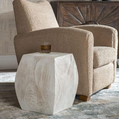 GROVE ACCENT STOOL, IVORY,