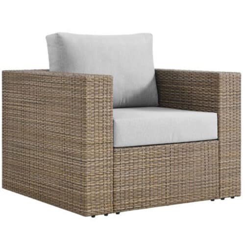 OUTDOOR PATIO ARMCHAIR IN CAPPUCCINO GRAY