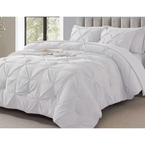 7 PC WHITE COMFORTER SET,  QUEEN