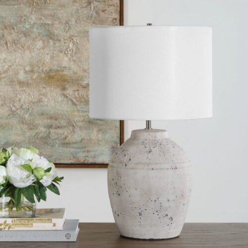 DISTRESSED WHITEWASHED TABLE LAMP