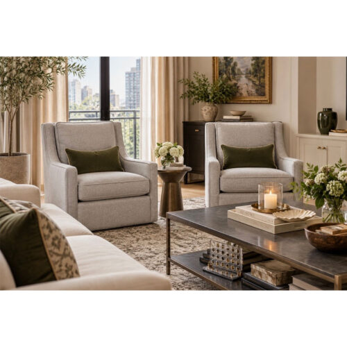 CALVIN SWIVEL CHAIR IN FELICITY STONE